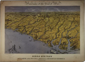Panorama of the Seat of War: Birds Eye View Of North And South Carolina And Part Of Georgia